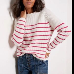 Boden Striped Sweater Wool Alpaca Small Pink Cream